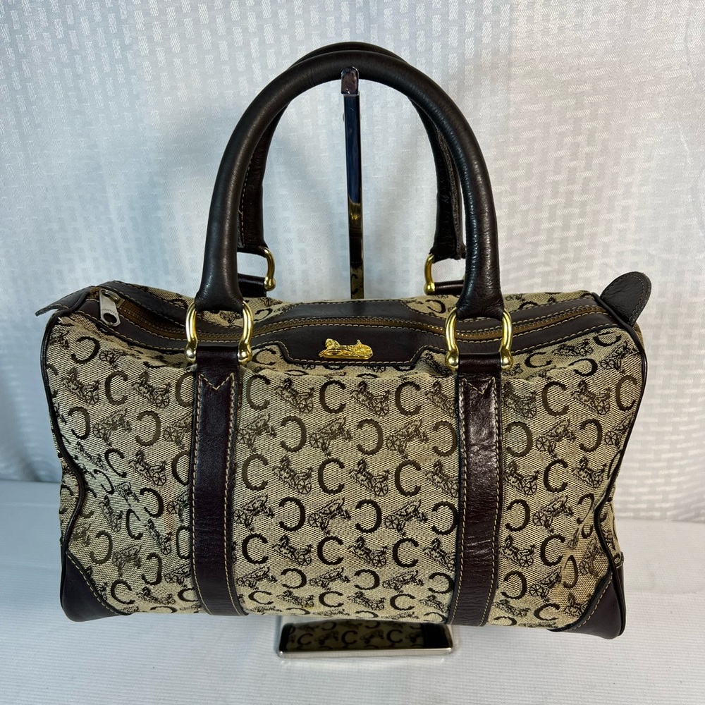 3173: Vintage Celine Sulky Monogram Boston Bag Brown Leather: needs love - Picture 1 of 12
